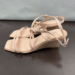 Caslon Pink Leather Ankle Strap Wedge Sandal Women's size 7.5
